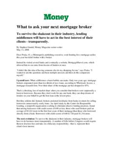 What to ask your next mortgage broker