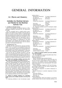 GENERAL INFORMATION G1 Physics and Chemistry Guideline for Residual Solvents and Models for the Residual Solvents Test 1.
