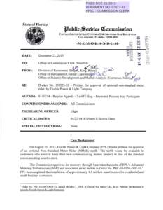 FILED DEC 23, 2013 DOCUMENT NO[removed]FPSC - COMMISSION CLERK State of Florida