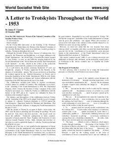 World Socialist Web Site  wsws.org A Letter to Trotskyists Throughout the World[removed]