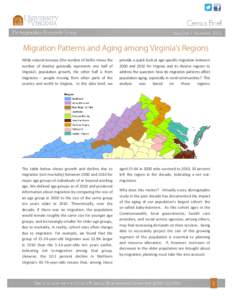 Issue One | November[removed]Migration Patterns and Aging among Virginia’s Regions While natural increase (the number of births minus the number of deaths) generally represents one half of Virginia’s population growth,