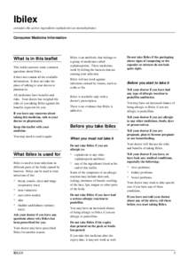 Ibilex contains the active ingredient cephalexin (as monohydrate) Consumer Medicine Information What is in this leaflet This leaflet answers some common