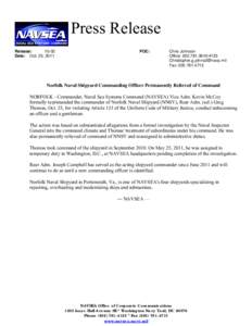 Microsoft Word - PressRelease_111025_NNSY CO Relieved