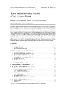 DMTCS proc. AG, 2006, 59–118  Fourth Colloquium on Mathematics and Computer Science Some exactly solvable models of urn process theory