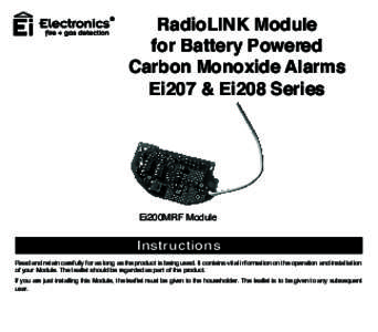 RadioLINK Module for Battery Powered Carbon Monoxide Alarms Ei207 & Ei208 Series  Ei200MRF Module