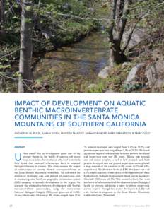 A stream in Solstice Canyon Photo: Sarah Woodard Impact of Development on Aquatic Benthic Macroinvertebrate Communities in the Santa Monica