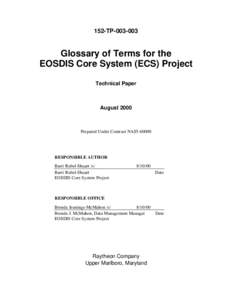 152-TPGlossary of Terms for the  EOSDIS Core System (ECS) Project