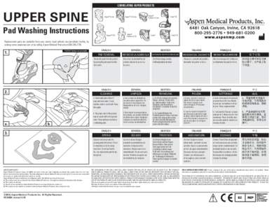 CORRELATING ASPEN PRODUCTS  UPPER SPINE Pad Washing Instructions  Aspen® Collar