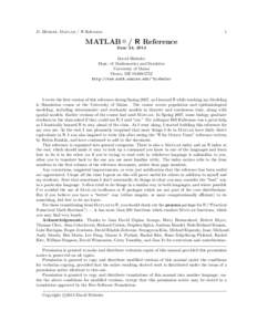 D. Hiebeler, Matlab / R Reference  1 MATLAB 
R / R Reference June 24, 2014