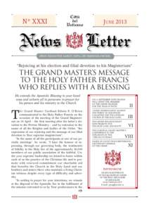 N° XXXI  JUNE 2013 “Rejoicing at his election and filial devotion to his Magisterium”