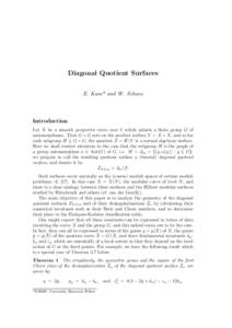 Diagonal Quotient Surfaces E. Kani* and W. Schanz