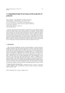 Journal of Computer Security–721 IOS Press 677  A compositional logic for proving security properties of