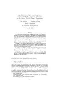 The Category-Theoretic Solution of Recursive Metric-Space Equations Lars Birkedal∗