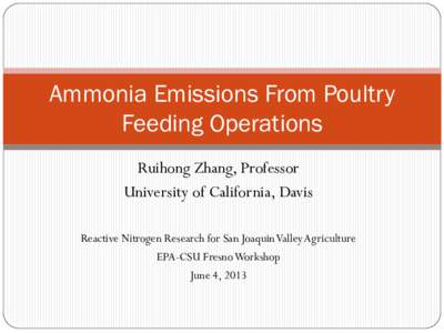 Ammonia Emissions From Poultry Feeding Operations
