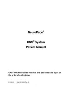 NeuroPace DRAFT Panel Pack Appendix 15.10:  NeuroPace RNS System Patient Manual