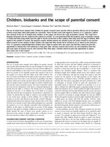 Children, biobanks and the scope of parental consent