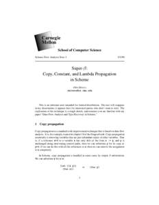 Carnegie Mellon School of Computer Science Scheme Flow Analysis Note