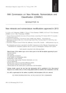 CNMNC Newsletter Mineralogical Magazine, August 2013, Vol. 77(6), pp[removed]IMA Commission on New Minerals, Nomenclature and