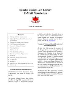 Douglas County Law Library  E-Mail Newsletter Vol. 10, No. 8; August 2013