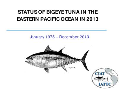 STATUS OF BIGEYE TUNA IN THE EASTERN PACIFIC OCEAN IN 2013 January 1975 – December 2013 Outline • Update stock assessment (base case model)