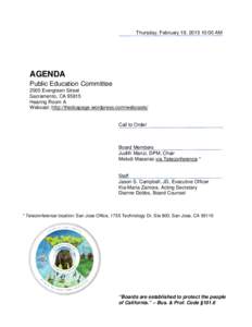 California Board of Podiatric Medicine - Enforcement Committee Agenda for February 18, 2015 Meeting