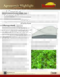 Alfalfa Harvest Management  The most important management practice to maximize yield potential, quality, and profitability of an alfalfa crop is timing of the cuttings.  A late summer alfalfa cutting should o