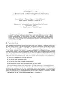 GEISHA SYSTEM: An Environment for Simulating Protein Interaction Masanori Arita  farita,