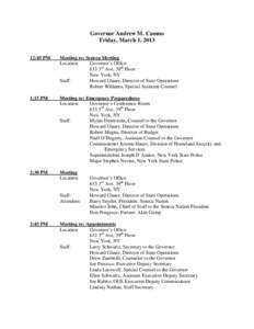 Governor Andrew M. Cuomo Friday, March 1, [removed]:45 PM Meeting re: Seneca Meeting Location: