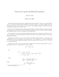 Step size for numerical differential equations