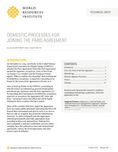 TECHNICAL NOTE  DOMESTIC PROCESSES FOR JOINING THE PARIS AGREEMENT ELIZA NORTHROP AND CHAD SMITH