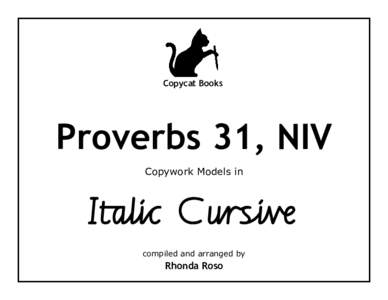 Copycat Books  Proverbs 31, NIV Copywork Models in  IîÚÄ§å§âõc CïßíÆìøâ‚ñÜÑÃ