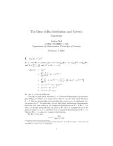 The Dirac delta distribution and Green’s functions Jordan Bell  Department of Mathematics, University of Toronto February 7, 2015