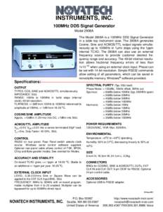 INSTRUMENTS, INC. 100MHz DDS Signal Generator Model 2908A