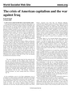 World Socialist Web Site  wsws.org The crisis of American capitalism and the war against Iraq