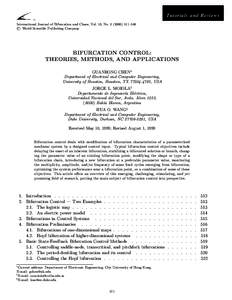 Tutorials and Reviews International Journal of Bifurcation and Chaos, Vol. 10, No–548 c World Scientific Publishing Company BIFURCATION CONTROL: