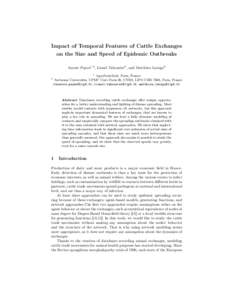 Impact of Temporal Features of Cattle Exchanges on the Size and Speed of Epidemic Outbreaks Aurore Payen1,2 , Lionel Tabourier2 , and Matthieu Latapy2 1  2