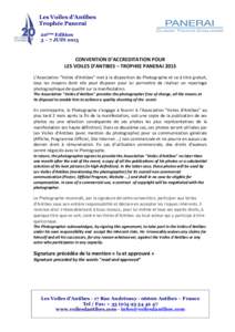 Les Voiles d’Antibes Trophée Panerai 20ème Edition 3 – 7 JUINCONVENTION	
  D’ACCREDITATION	
  POUR	
  	
  