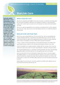 Agricultural Biotechnology Council of Australia  ISSUES PAPER 6 StarLink Corn Genetically modified