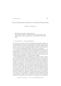 65  Documenta Math. Column Generation for Linear and Integer Programming George L. Nemhauser