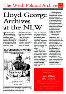 The Welsh Political Archive Newsletter - Summer 2001