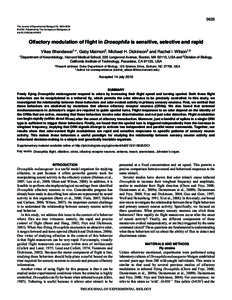 3625 The Journal of Experimental Biology 213,  © 2010. Published by The Company of Biologists Ltd doi:jebOlfactory modulation of flight in Drosophila is sensitive, selective and rapid