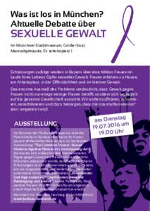 Was ist los in München? Aktuelle Debatte über sexuelle GeWAlt Im Münchner Stadtmuseum, Großer Saal, Marstallgebäude, St. Jakobsplatz 1