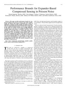 IEEE TRANSACTIONS ON SIGNAL PROCESSING, VOL. 59, NO. 9, SEPTEMBERPerformance Bounds for Expander-Based Compressed Sensing in Poisson Noise