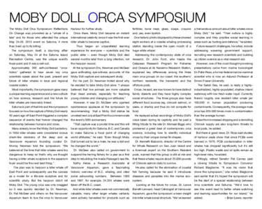MOBY DOLL ORCA SYMPOSIUM The Moby Doll Orca Symposium: Reflections Harbour for further study.  tale” and for those who attended the unique