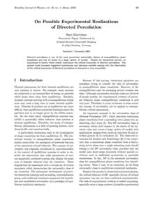69  Brazilian Journal of Physics, vol. 30, no. 1, Marco, 2000 On Possible Experimental Realizations of Directed Percolation