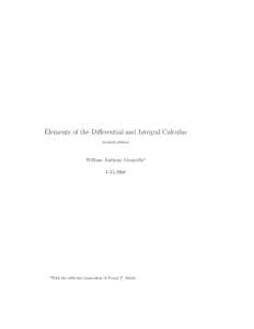 Elements of the Differential and Integral Calculus (revised edition) William Anthony Granville1[removed]