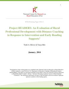 1  R2Ed Working PaperProject READERS: An Evaluation of Rural Professional Development with Distance Coaching