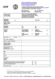 Fiche individuelle d’inscription Persönliches Anmeldeformular Personal Registration Form OTIF