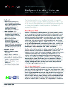 FireEye Fuel Technology Alliances  FireEye and Bradford Networks Enabling Visibility and Protection across all Devices on the Network  Key Benefits