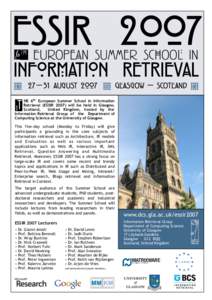 Information / C. J. van Rijsbergen / Academia / XML-Retrieval / Alan Smeaton / University of Glasgow / Information retrieval / Science / European Summer School in Information Retrieval